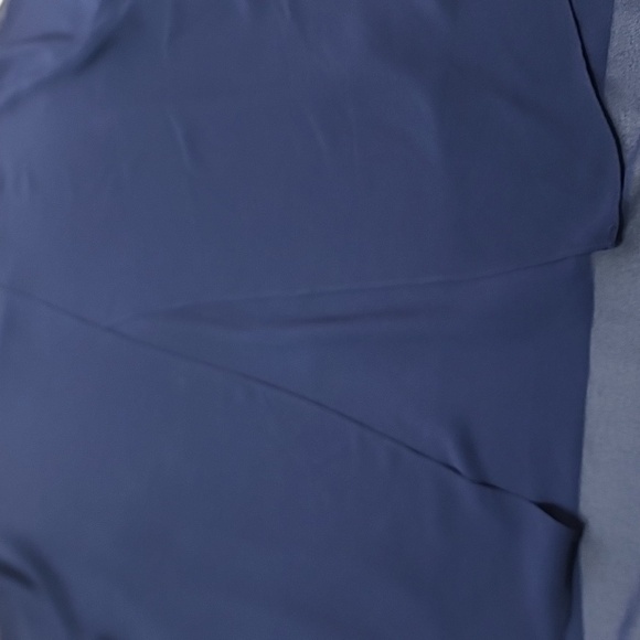 Michael Kors 2X Navy Blue Short Sleeve Top Split Back Lined Front Layered Hem - Picture 9 of 9